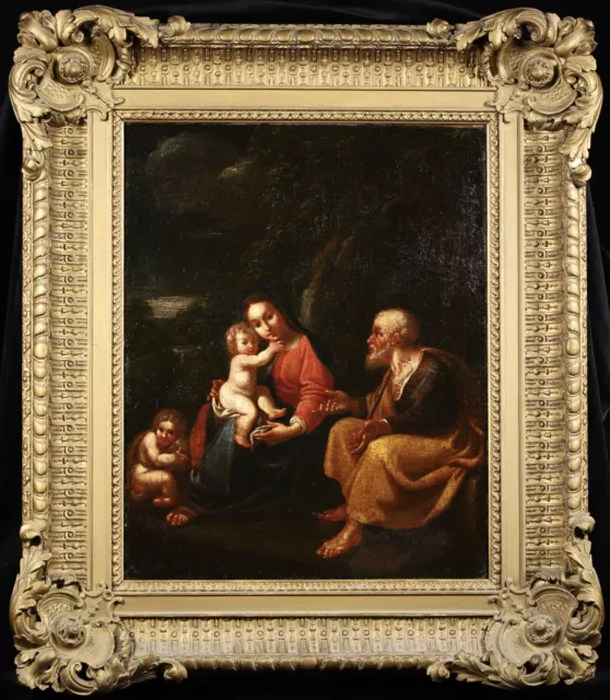 17th CENTURY LARGE ITALIAN OLD MASTER OIL CANVAS HOLY FAMILY - ANDREA SCHIAVONE