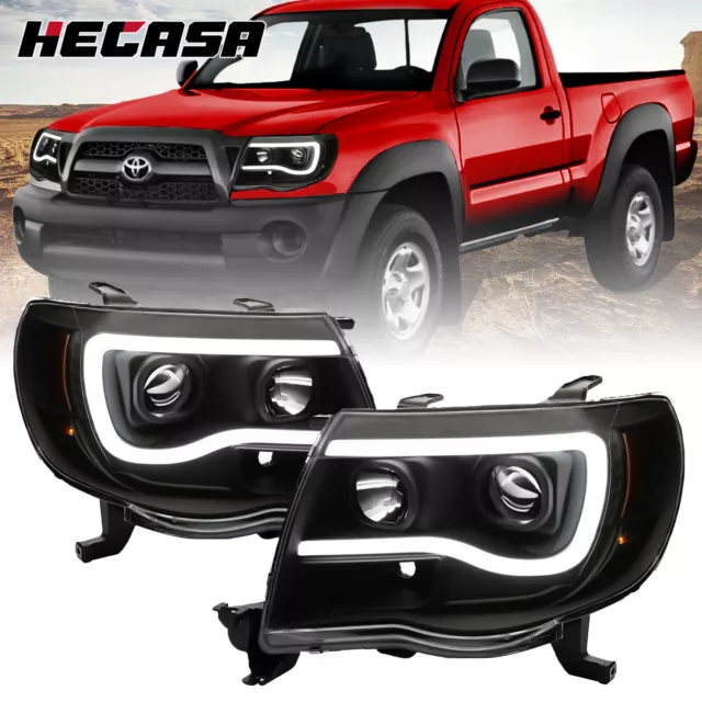 LED Bar Clear Black Projector Headlights Assembly For Toyota Tacoma 2005-2011