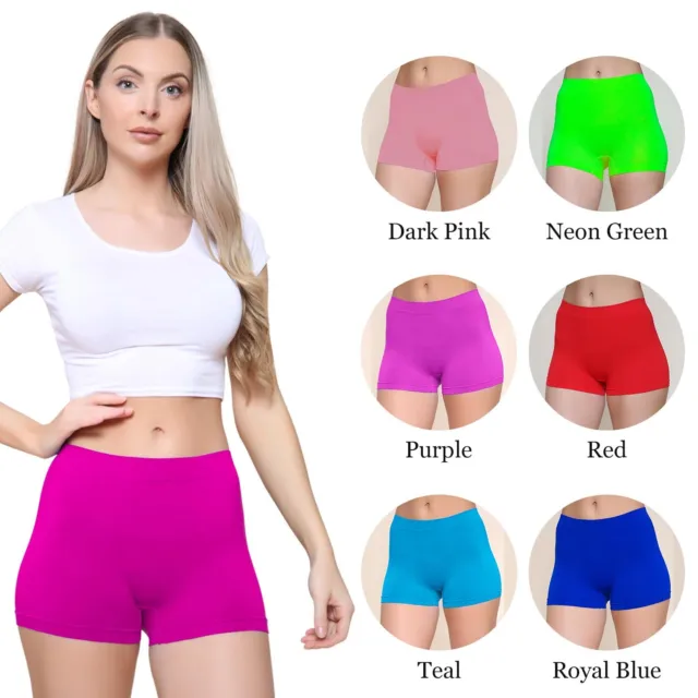 Womens Ladies Plain Underwear High Waist Seamless Stretch Boxer Shorts Hot Pants