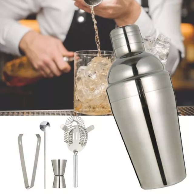 5er Set Edelstahl Bar Cocktail Shaker Mixer Drink Maker Handshaker Zubehör