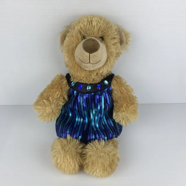 Build A Bear Plush Sequin Dress Underpants BAB Brown Teddy 40cm Soft Stuffed Toy