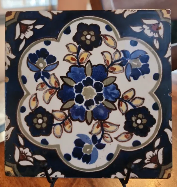 Antique Tile with Persian Floral Pattern- Mosaic Tile Co.