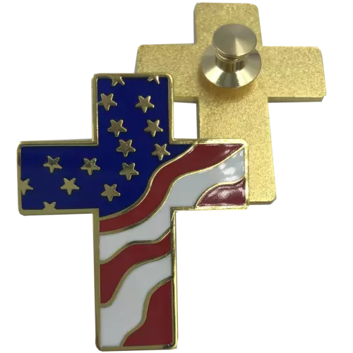 American Flag Cross USA Red, White and Blue Lapel pin Cloisonné