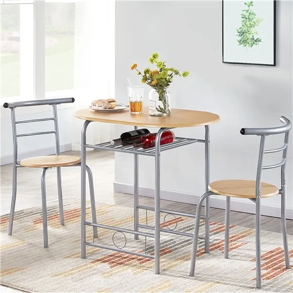 Dining Table & Chair Set, 3 Piece Bar Table Set for Kitchen/Apartment/Dorm Room