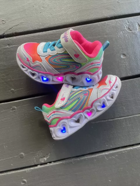 Sketchers Heart Lights Sneakers for Size 7 Toddler Light Up Shoes