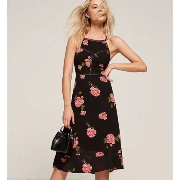 NWT Reformation Embry Floral Print Sleeveless Midi Dress, Georgette Sz 8,10  $248