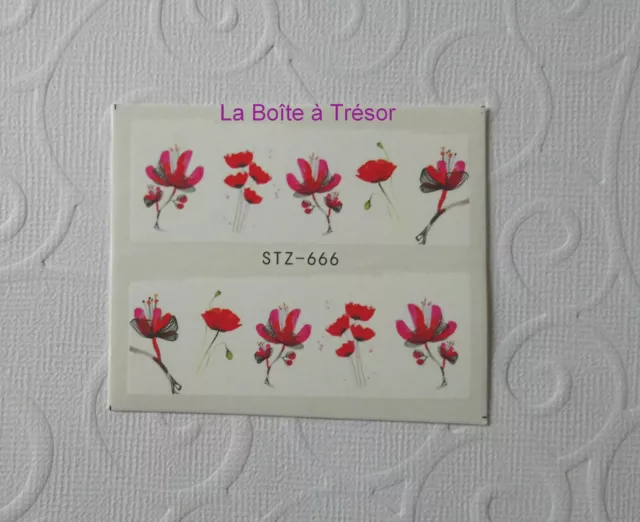 Nail Art - Stickers pour Ongles Water Decal Motifs Fleurs Réf. STZ-666