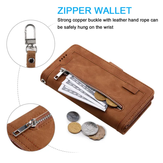 Zipper Leather Wallet Case For Samsung Galaxy S24 S23 Ultra Plus S22 S21+ S20 FE 2