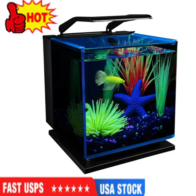 Betta Shadowbox Aquarium Kit 3 Gallon Fish Tank with LED Lighting and Filter US