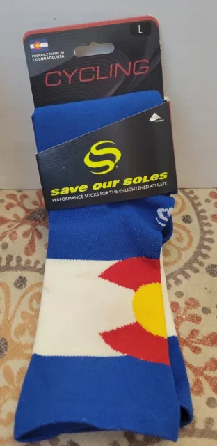 New Colorado Flag Save Our Soles Cycling socks L