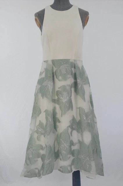 Abito di carta Adrianna usato adatto svasato tulle a contrasto strati floreale lucido UK8