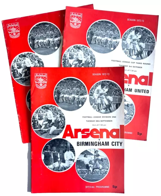 3 x Arsenal Home Programme  1972/73- Listed & Pictured