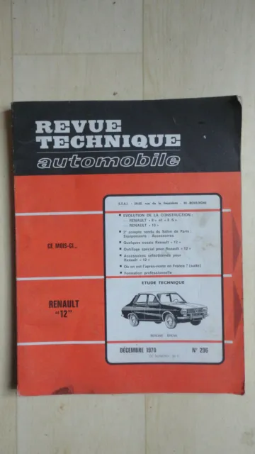 Revue Technique Automobile Renault 12 Berline Break  N° 296 1970  Rta Etai