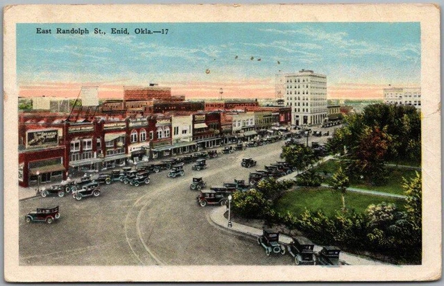 Vintage 1948 ENID, Oklahoma Postcard "East Randolph Street" Downtown Scene