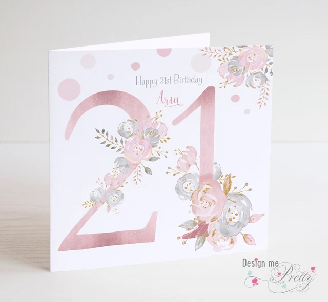 Personalised 21st Birthday Card – For Daughter, Niece, Granddaughter (Pink, Milestone, Made In UK)