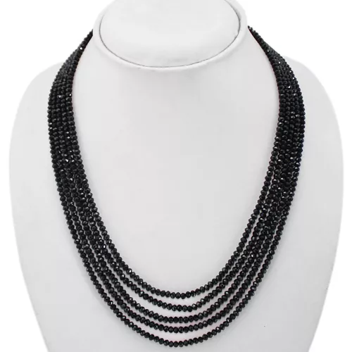 Top Rare 177.00 Cts Natural 5 Line Black Spinel Round Beads Necklace (Rs)