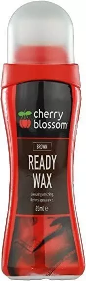 Cherry Blossom Liquid Shoe Polish Ready Wax Shine Scuff Cover (Black) - 85ml