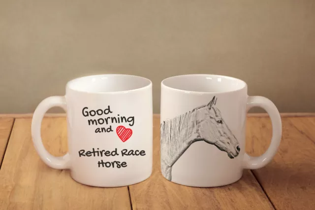 Reited Race Horse - ceramic cup, mug "Good morning and love ", CA