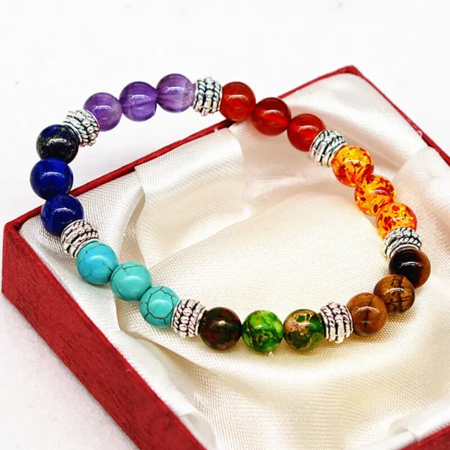 7 Chakra Beaded Healing Reiki Natural Stone Bracelet Elastic Women Men Jewellery