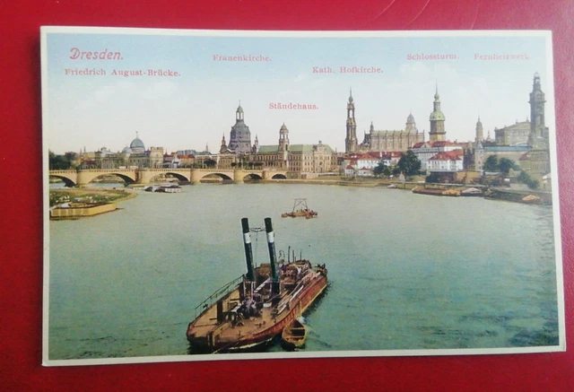 Alte Postkarte Dresden ungelaufen mit Frauenkirche, Fernheizwerk u. a.
