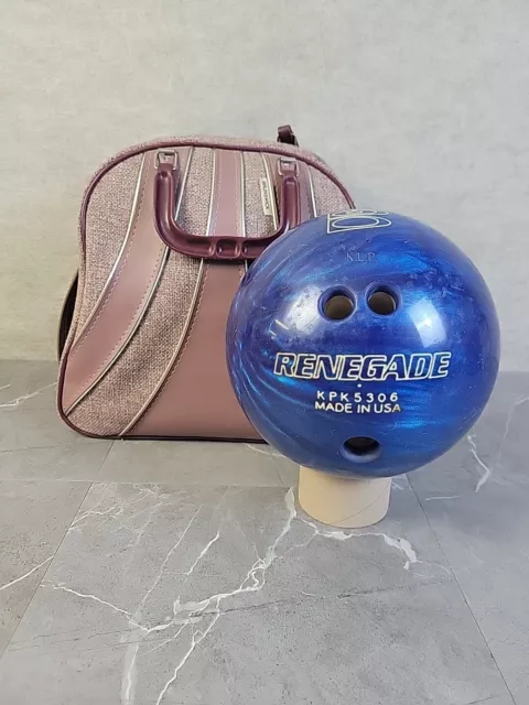 Brunswick RENEGADE Bowling Ball USA 10.5 Lb KPK5306 Blue & Black Swirl With Bag