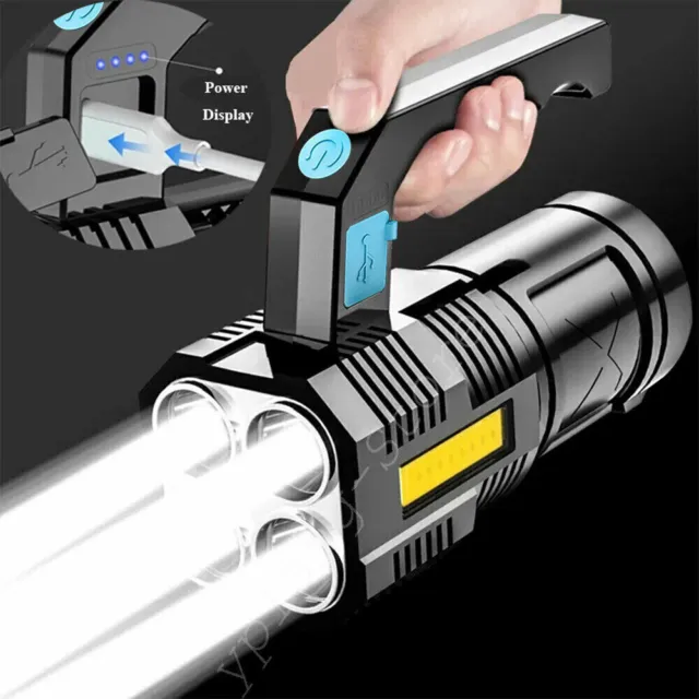 LED Flashlight Super Bright Work Torch Camping Tactical USB Rechargeable Lamp b