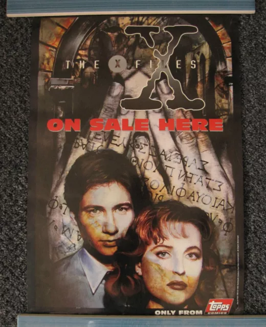 Original X-Files Topps Comics Promo Poster, David Duchovny, Gillian Anderson