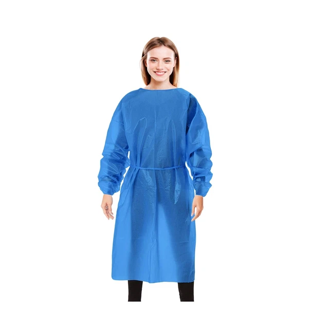AMZ Medical Supply Hospital Disposable Gowns with Sleeves Large, Pack of 10 B...