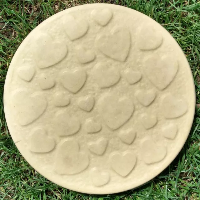 Hearts Stepping Stones - Garden Path - Patio - Round Stepping Stones - Buff