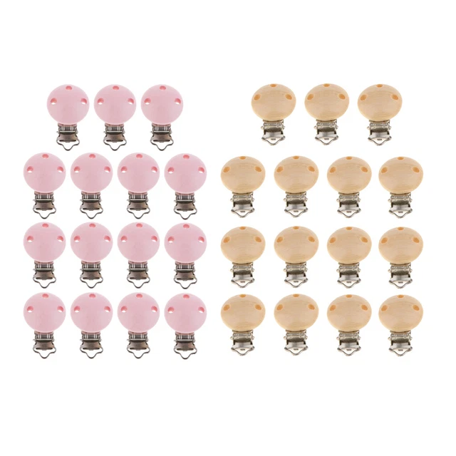 30x Round Baby Pacifier Clip Dummy Clips Teething Accessory DIY Bead Tool