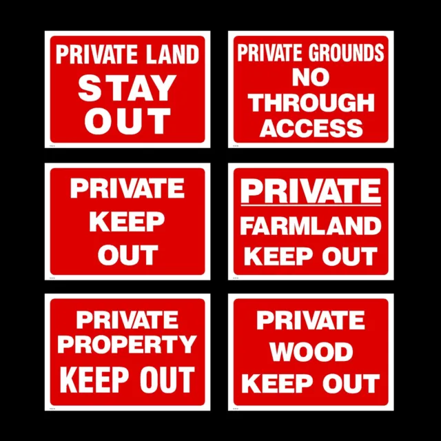 Private Property / Wood / Grounds / Farmland - Plastic Sign / Sticker / Metal