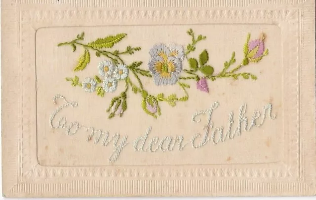 CPA PC ART Fantaisie brodée - TO MY DEAR FATHER - Happy Birthday - EMBROIDERED
