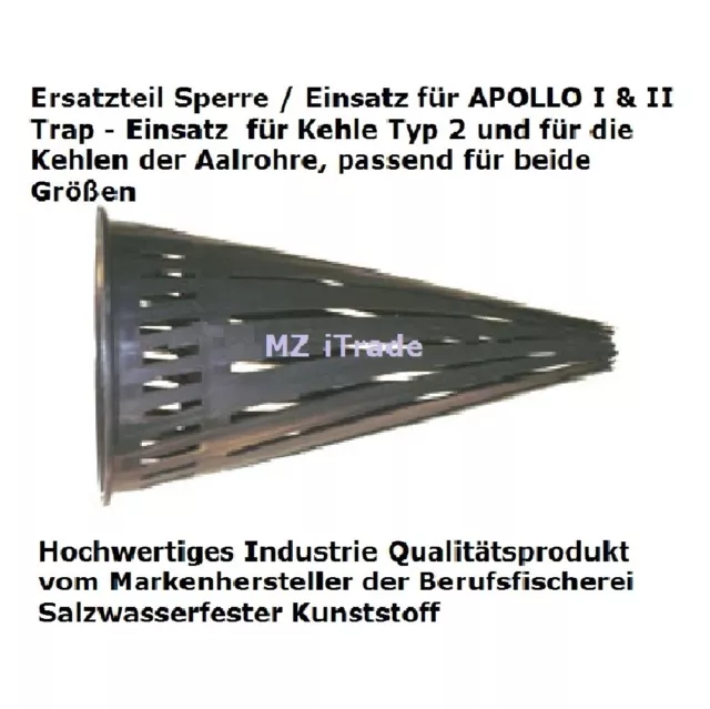 3 x Kaufen 4.Gratis! Sperre Einsatz Ersatzteil Aalreuse APOLLO + Aalrohr Aalkorb