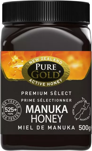 Manuka Honey 525+ MGO Certified Pure Gold Premium Manuka Honey 500g, (packaging