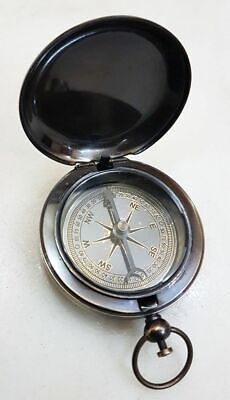 Vintage Handmade Push Button Compass Antique Brass Compass Pocket Style Gift