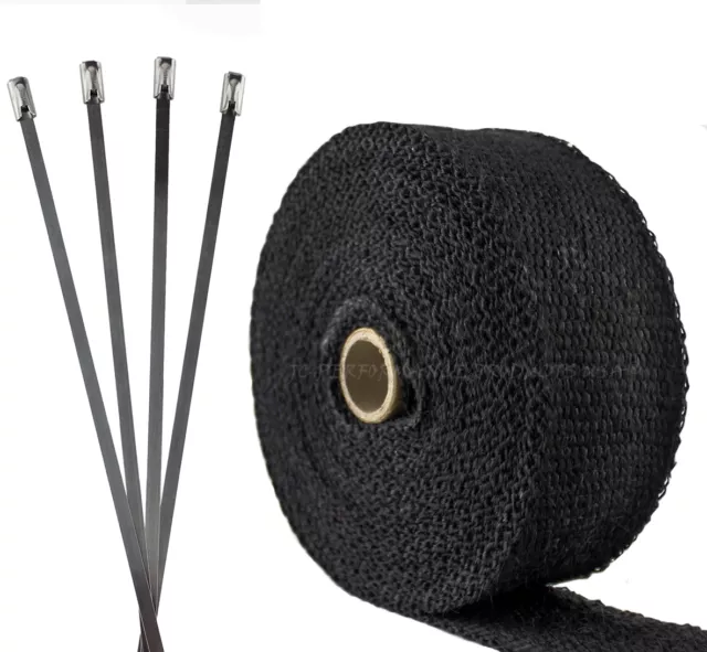 Black Fiberglass Exhaust Pipe Wrap Tape Kit 25 Ft Motorcycle Harley Buell Indian