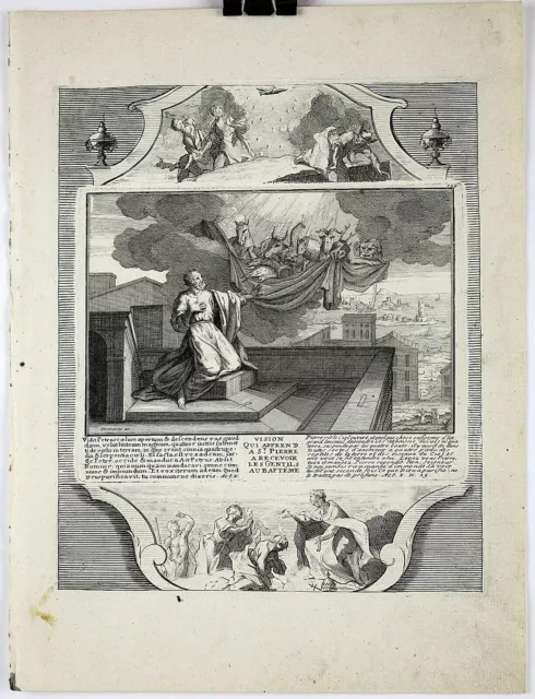 Original 1730 Copper Engraved/Etched Print from Demarne's Bible 9x12 Plate #136