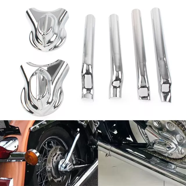 For Harley Softail FXST FXSTC FLSTC Rear Phantom Swingarm Axle Covers Kit Chrome