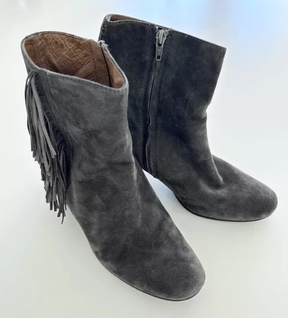 FRYE Womens Jodi Fringe Soft Kid Suede Ankle Bootie Boot Size 9 M Smoke Grey