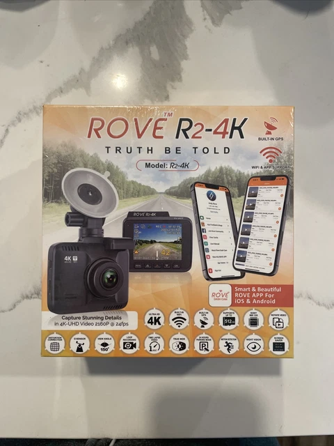 Rove R2-4K Car Dash Cam - 4K Ultra HD 2160P - Built-In WiFi & GPS, Parking Mode