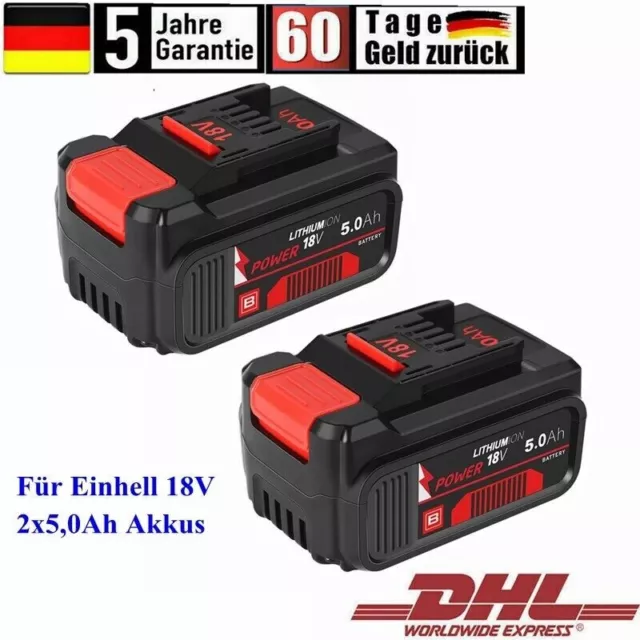 2x Für Einhell 18V 5,0AH Akku Lithium Ionen Power Werkzeug X-Change DE