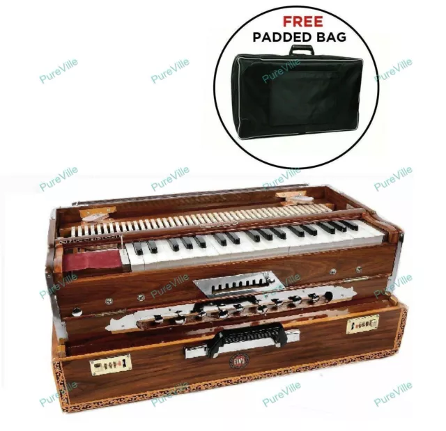 Bina Exclusive Concert Quality Indian Portable 9 Scale Changer Teak Harmonium Wi