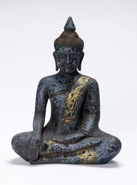 Ancien Khmer Style Se Asie Assis Bois Enlightenment Statue de Bouddha - 39cm/16