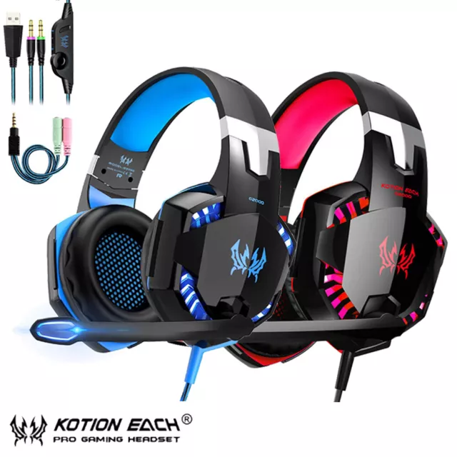 Gaming Headset Gaming Kopfhörer mit Mikrofon HD Stereo LED für PS4 PC Xbox One