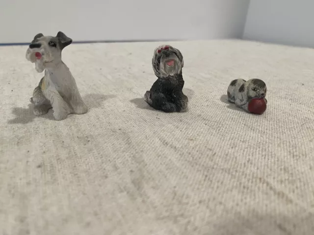 Vintage Miniature Dog Figurines Mixed Set of Three Dogs 1-2"