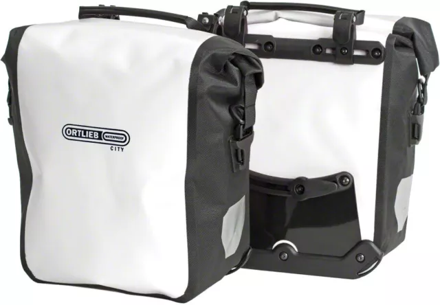 NEW Ortlieb Front-Roller City Front Pannier: Pair~ White/Black