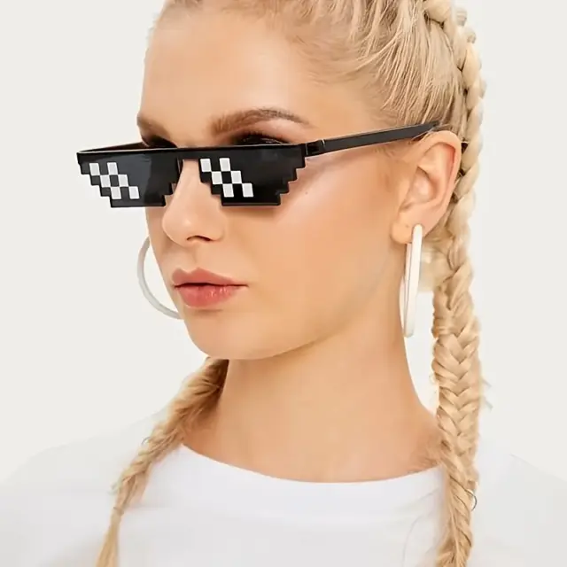 2pcs Thug Life Sunglasses 8 Bit Pixel Deal With It Glasses Meme Digital Plastic