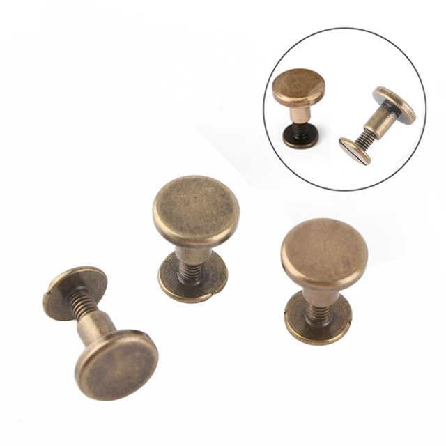 (8MM)LEATHER CRAFT RIVETS 20Sets Brass Button Studs Rivets Flat Head ...