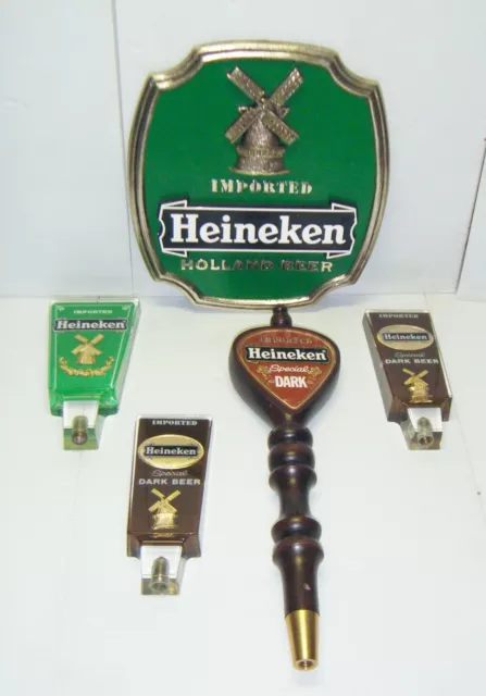 Heineken Lot - 4 Tap Handles & 1 Sign