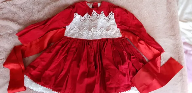 Girls Red Spanish Traditional Christmas Dress Age 4